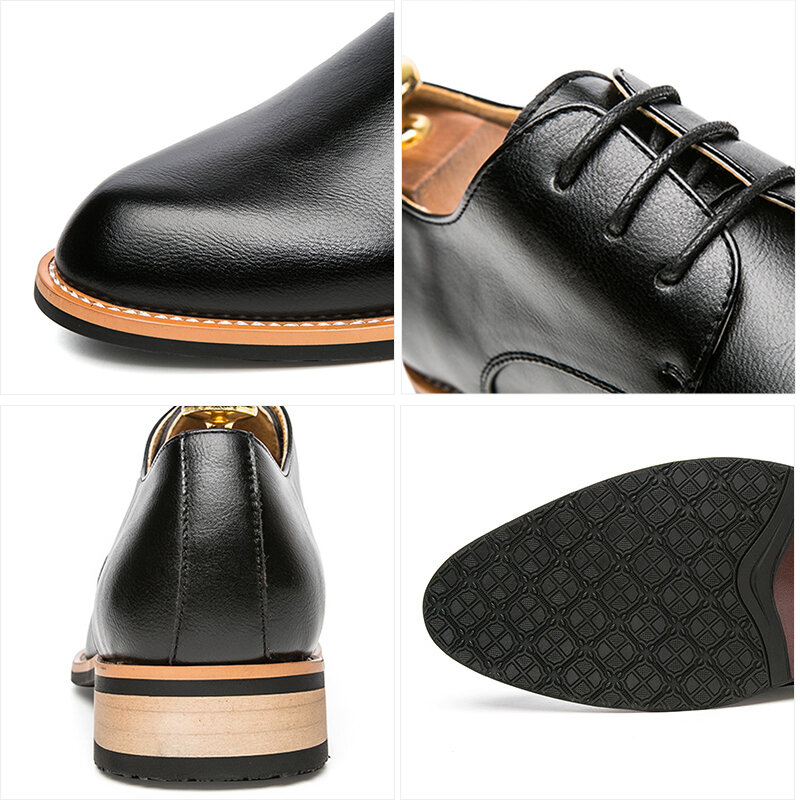Sapatos de couro genuíno para homens, top casual, sapatos Oxford de negócios formais, sapatilhas de casamento masculinas, alta qualidade