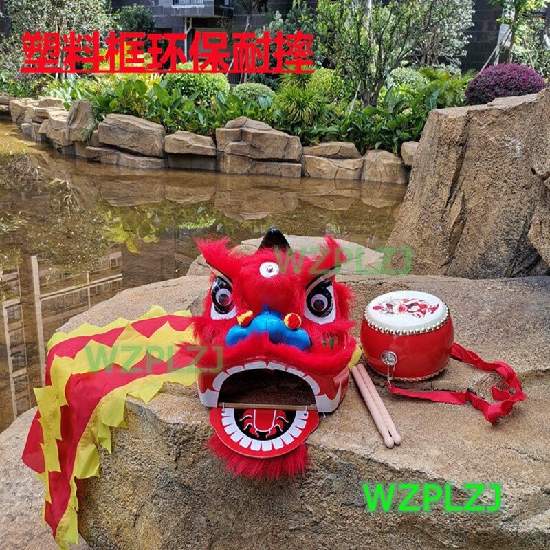 Kostum Tarian Singa Cina Drum 5-12 Usia Anak Bermain Alat Peraga Permainan Pertunjukan Pesta Olahraga Luar Ruangan Parade Parad Panggung Maskot