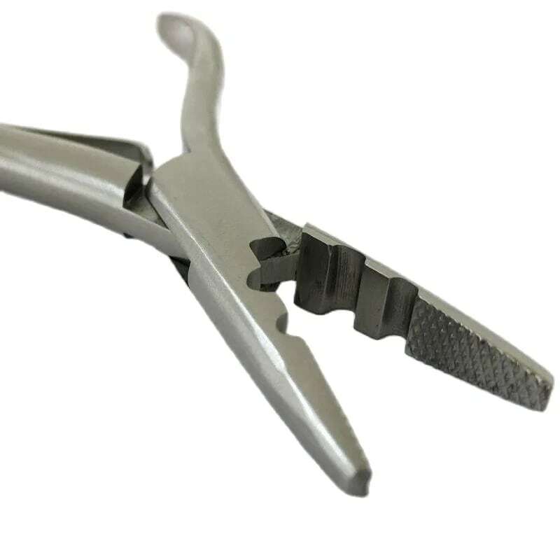 Pince d'extension de cheveux en acier inoxydable, pince avec deux trous, outils d'épilation, KerBrian, argent, 7 ", 1 PC