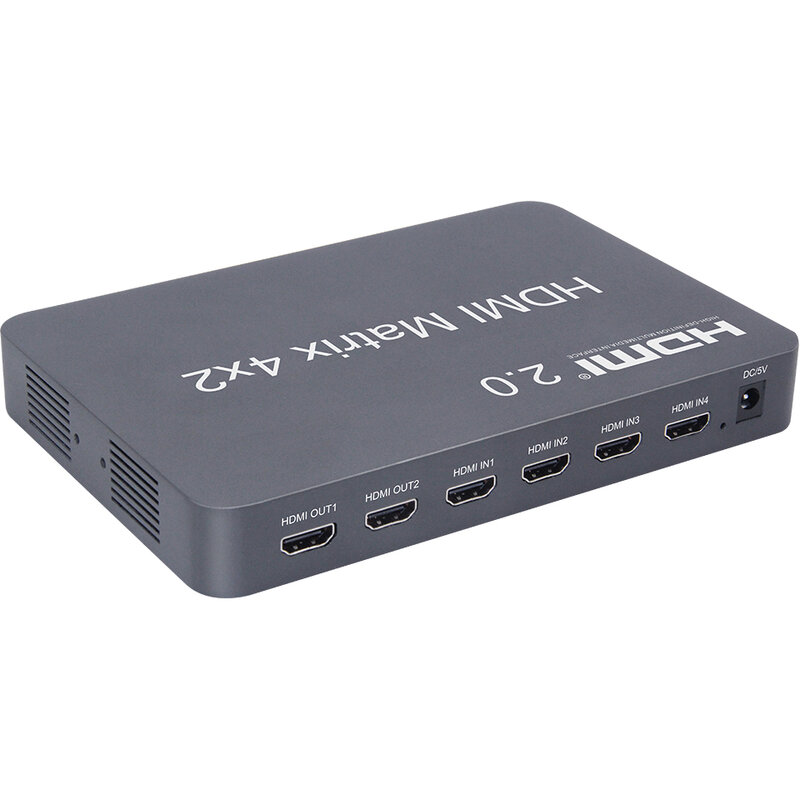 4X2 HDMI 2.0 Matrix Splitter 4 X HDMI Input Sinyal 2 Output Mendukung Serat dan Stereo Headphone Output