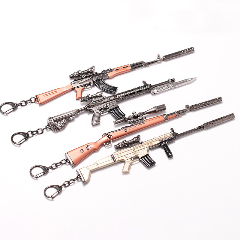 2019 New Game PUBG CS GO Weapon Keychains Keyring M16 AK47 Metal Pendant Sniper Key Chain Men Jewelry Souvenir 21cm