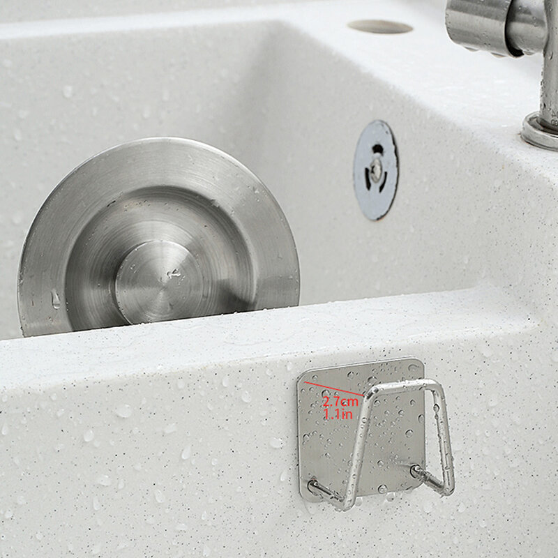 Kitchen 304 Stainless Steel Sponges Holder Self Adhesive Sink Sponges Drain Drying Rack Kitchen Sink Accessories Organizer