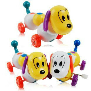 Wycofać łańcuch psy mechaniczna zabawka śmieszne zwierzę plastikowe mechaniczna Wind Up zabawki głowa może obracać kształt psa dzieci prezent 2021