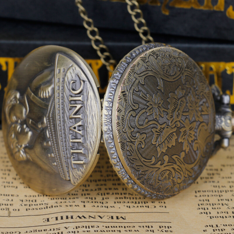 Relógio de bolso de quartzo do tema do filme Steampunk, padrão gravado, vintage com colar pingente, presentes românticos lembrança