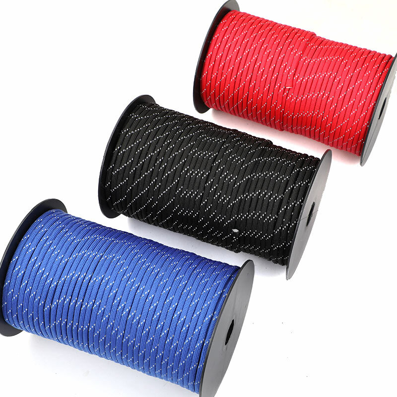 50/100m multifunctional 7 Core Reflective 550 Paracord Rope 4 mm Camping Survival Edc Outdoor Parachute Cord Lanyard Rescue rope