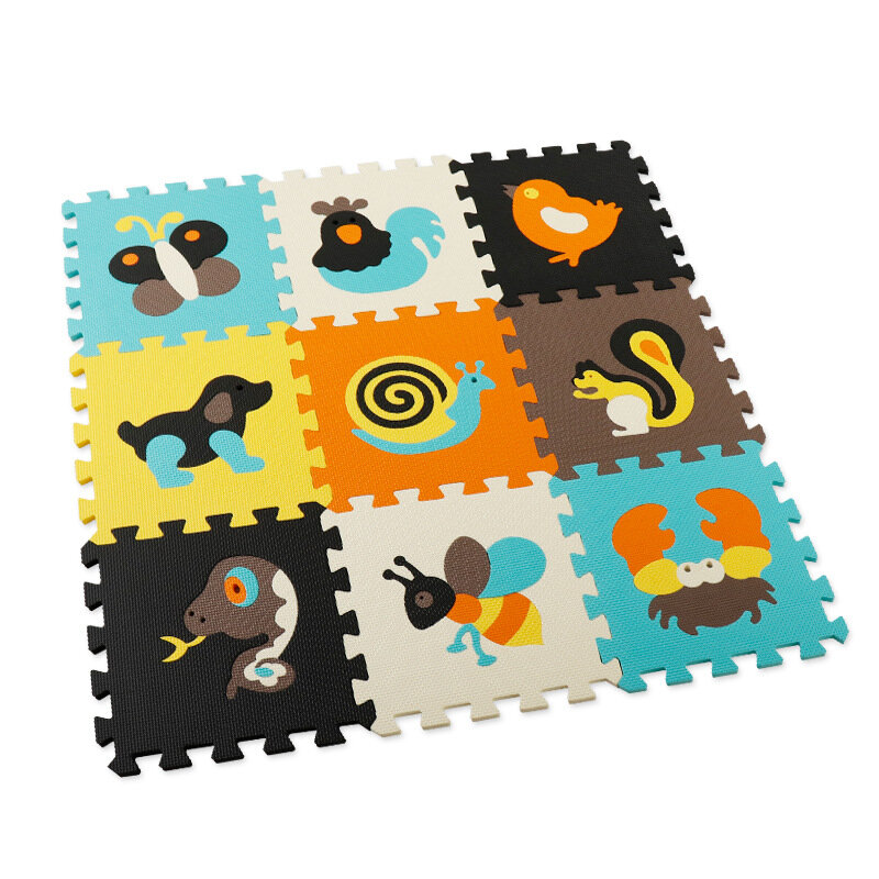 만화 동물 패턴 놀이 매트 퍼즐 EVA 폼 바닥 패드, 아기 체육관 크롤링 매트, 유아 카펫, 무작위 색상
