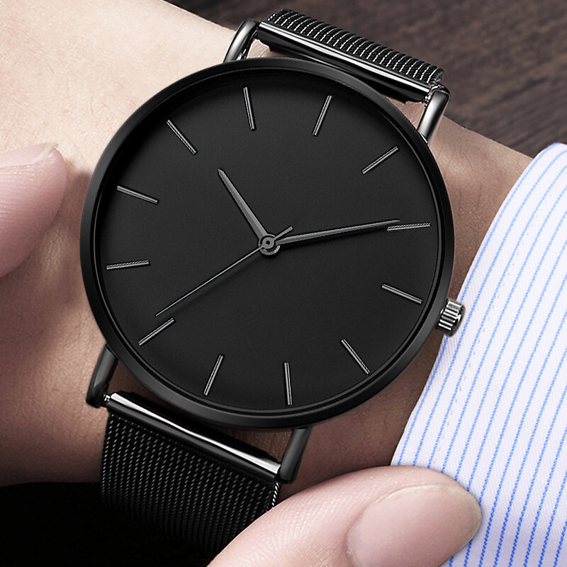 Montre Ultra fine pour hommes, nouvelle montre-bracelet élégante à Quartz, maille en acier inoxydable, offre spéciale, 2021