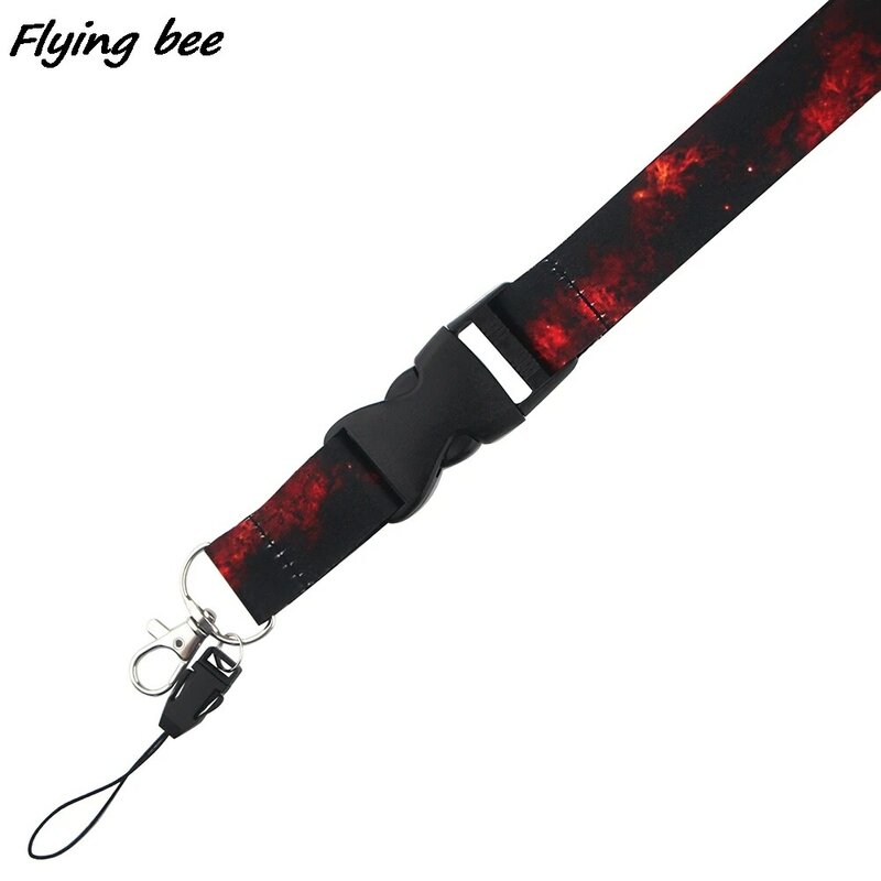 Flyingbee الأحمر الرقبة حزام اللوحة الإبداعية مفتاح سلسلة مشبك الحبل ل مفاتيح الهاتف ID بطاقة اسهم X1464