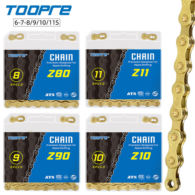 MTB Chain Road Bike 1 Speed 8 9 10 11 S Variable speed Chain Gold Electroplated Anti-rust Chain 116 Links for Shimano SRAM Parts