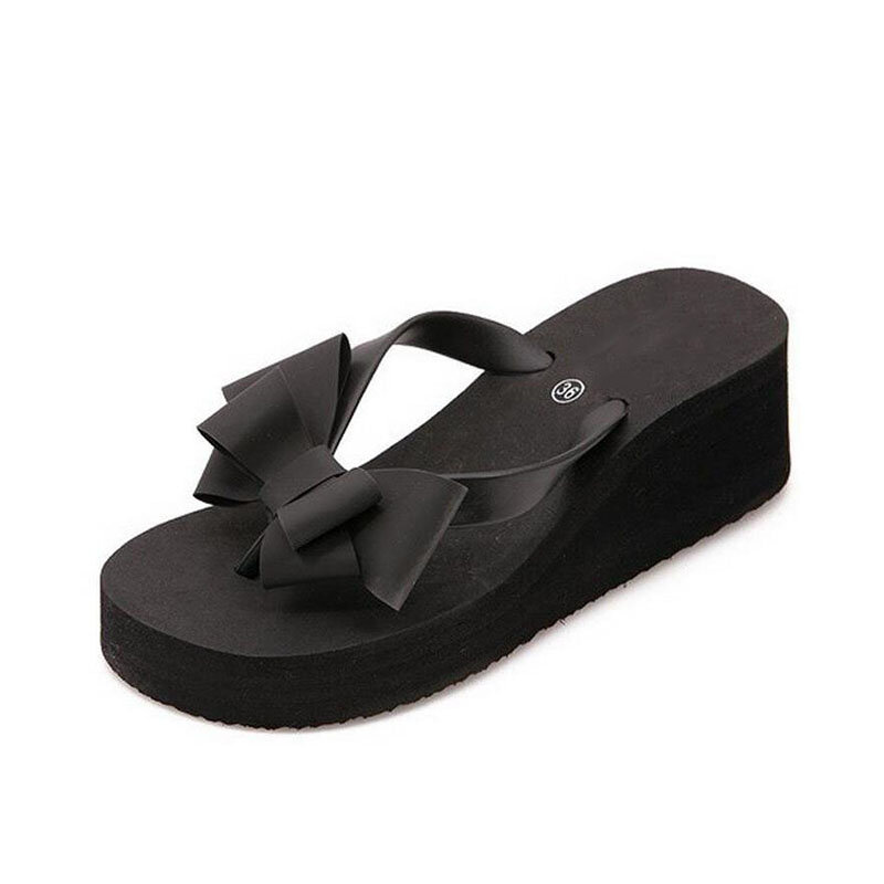 Heißer! Neue Mode Sommer Frauen Plattform High Heel Flip-Flops Strand Sandalen Bowknot Hausschuhe Frauen Schuhe Size36-40 Für Wahl