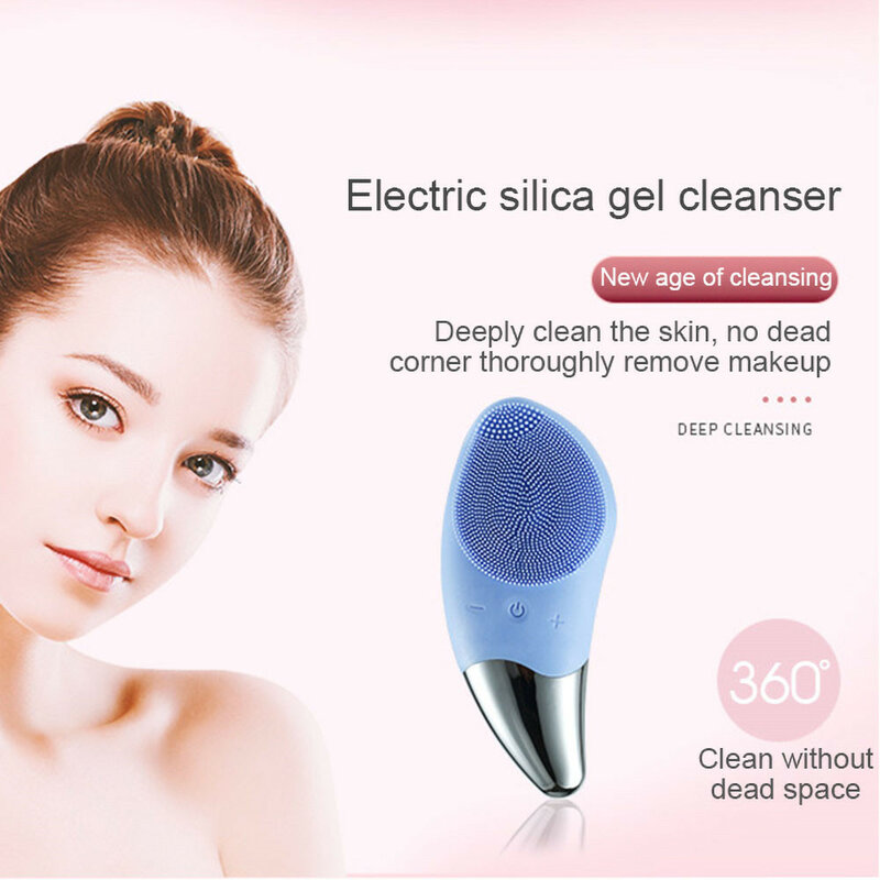 Mini cepillo eléctrico de limpieza Facial, limpiador ultrasónico de silicona, limpieza profunda de poros, masajeador de piel, dispositivo de cepillo