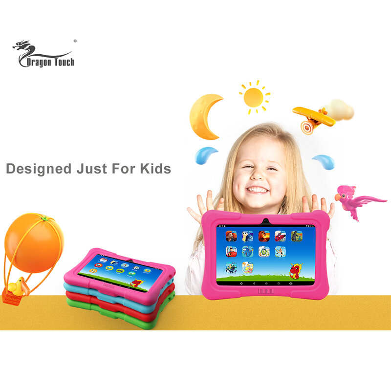 드래곤 터치 Y88X 플러스 어린이용 태블릿, 쿼드 코어, 안드로이드 8.1, 탭 가방, 화면 보호기, 어린이 선물, 16GB, 7 인치