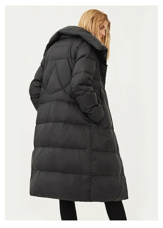 Winter over the knee stand collar bread style thicker warm duck down parkas female oversized fluffy duck down coat F270