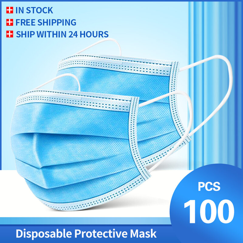 Fast Deliver In stock Mouth Mask 3-Ply Disposable Anti-Dust Masks Dustproof Nonwoven Face Masks Elastic Earloop Protective Mask