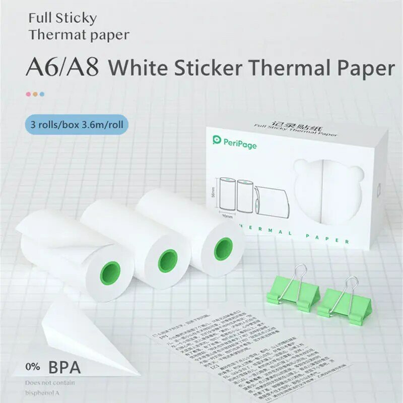 Peripage-papel térmico autoadhesivo para impresora Poooli Papeang, papel autoadhesivo imprimible, etiqueta adhesiva, impresión clara, foto de teléfono
