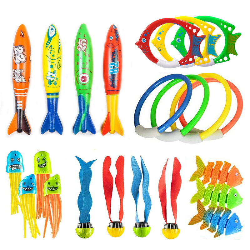 Summer Diving Toys Torpedos Bandits Stringed Octopus Diving Fish Ring Swimming Pool Water Games Training Gift Set Toys For kids