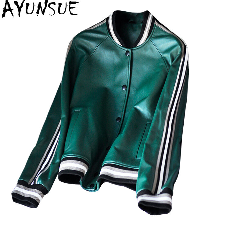 Ayunsue-女性の本革ジャケット,シープスキンコート,韓国のカジュアルジャケットとジャケット,春と秋,2021