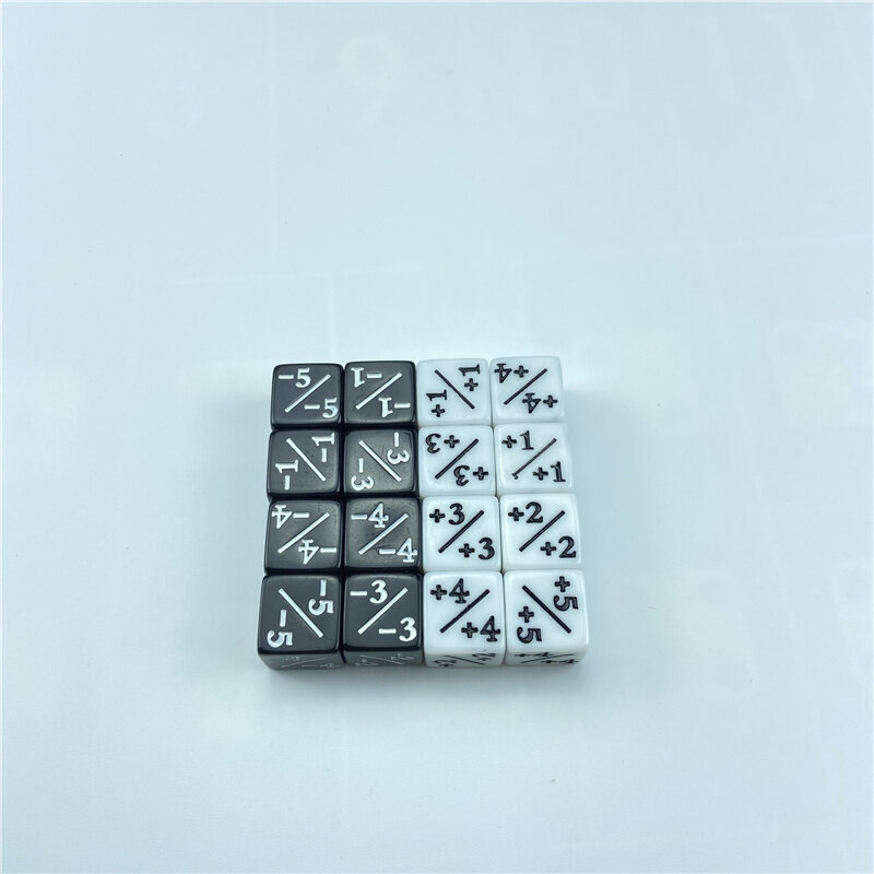 10pcs Dice Counters 5 Positive +1/+1 & 5 Negative -1/-1 For Magic The Gathering Table Game Funny Dices White Black Teaching