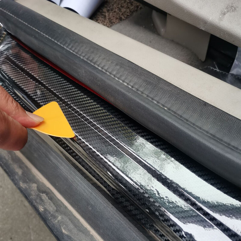 3D Koolstofvezel Auto Sticker 10/7/5/3M Diy Plakken Protector Strip Auto Instaplijsten zijspiegel Anti Kras Tape Beschermen Film