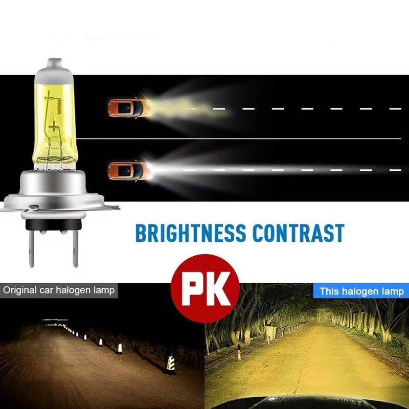 KULUZE 2Pcs H7 Super Yellow Headlamp 3000K 12V55W Yellow low beam H1 H3 H4 H11 Halogen Lamp H10 H27 Fog Proof Light  Car Bulb