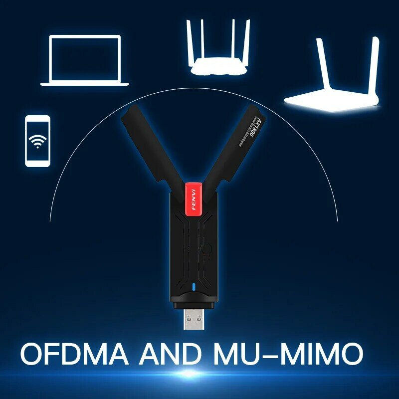 Fenvi-WiFi 6 USB 어댑터 듀얼 밴드 AX1800 2.4G/5GHz 무선 Wi-Fi 동글 네트워크 카드, Windows 7/3.0 용 USB 10/11 WiFi6 어댑터