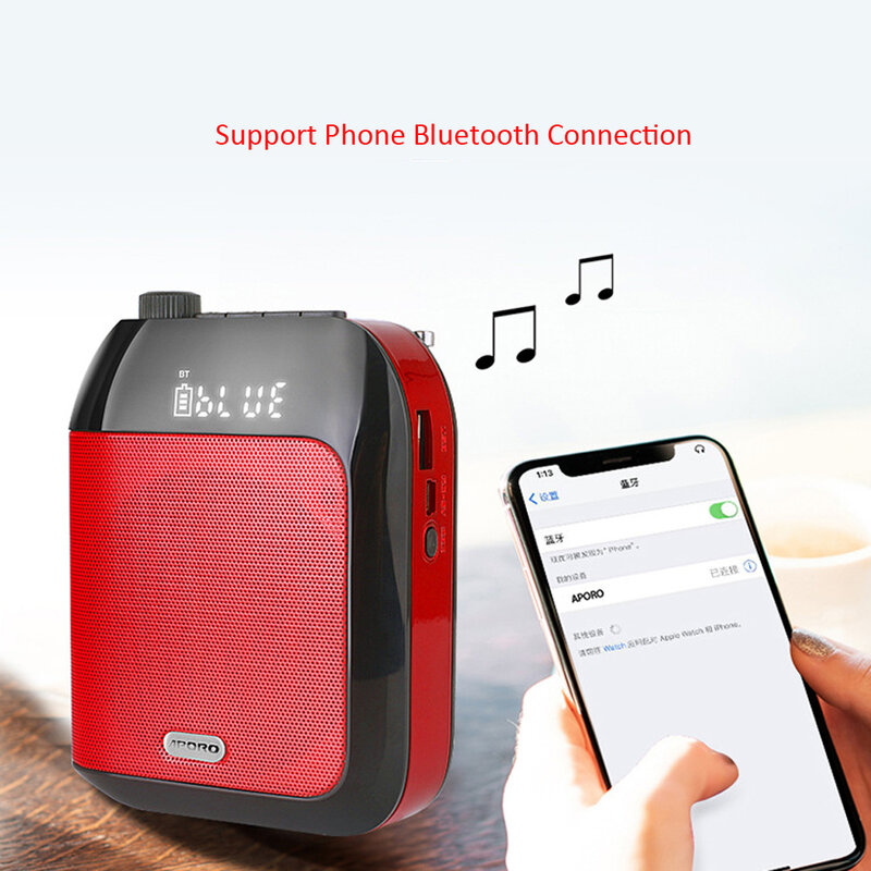 Bluetooth Uhf Draadloze Voice Versterker Draagbare Voor Onderwijs Lezing Tour Guide Promotie U-Disk Megafoon Microfoon Luidspreker