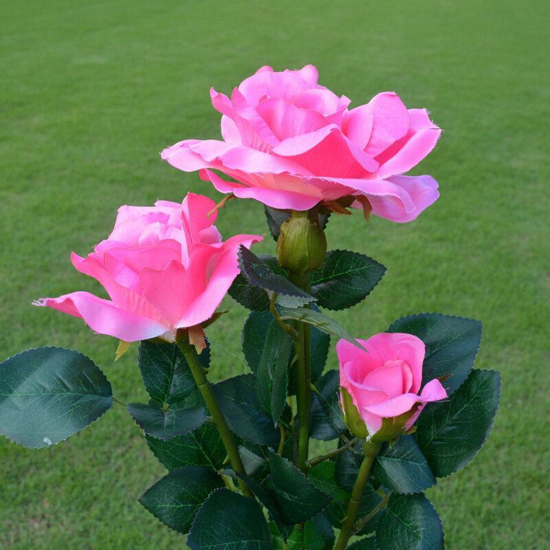 Zasilany energią słoneczną 3 róża LED kwiat ogród lampka nocna impreza plenerowa wystrój