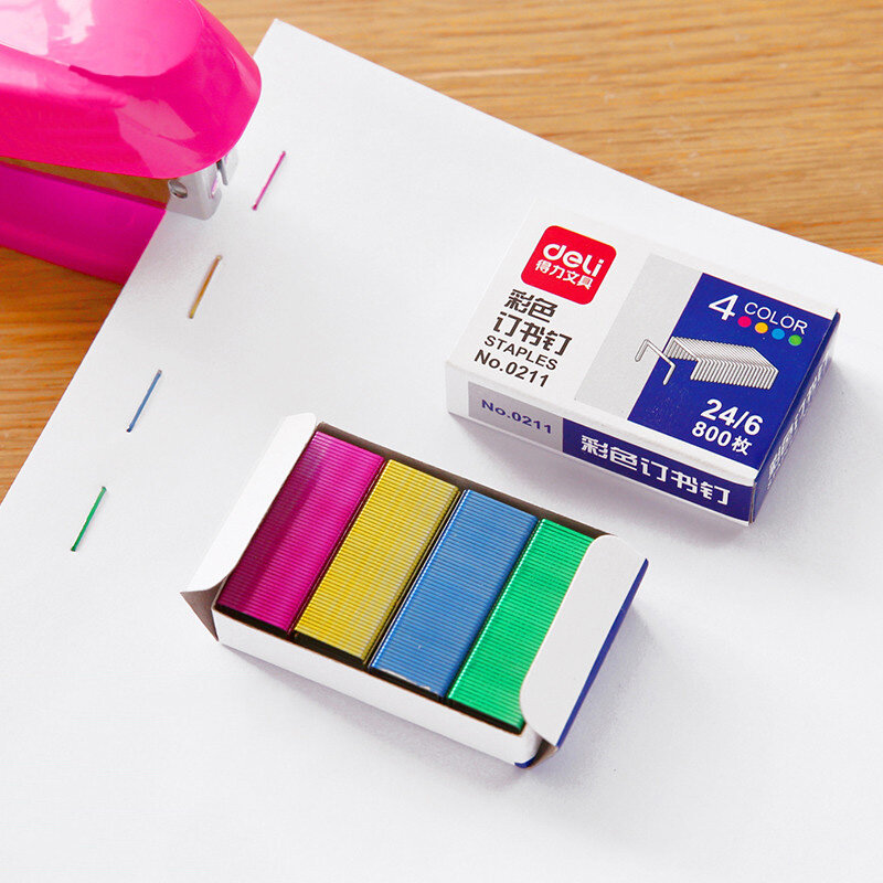 800pcs/1box Colored Staples Stainless Steel No.24 Staples Office Binding Supplies School Stationery 24/6 Cucitrice