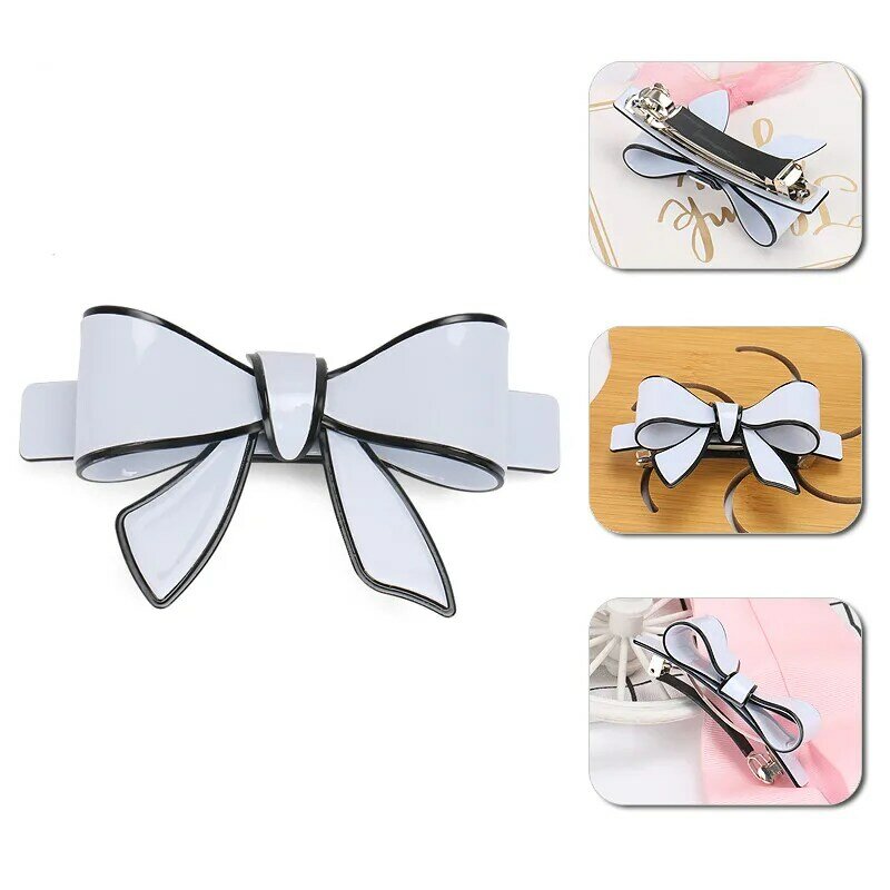 Buena Hot Sales 9 Candy Color Big Bowknot Hair Barrette Clips High Quality Acrylic Bow Hair Clip for Girls