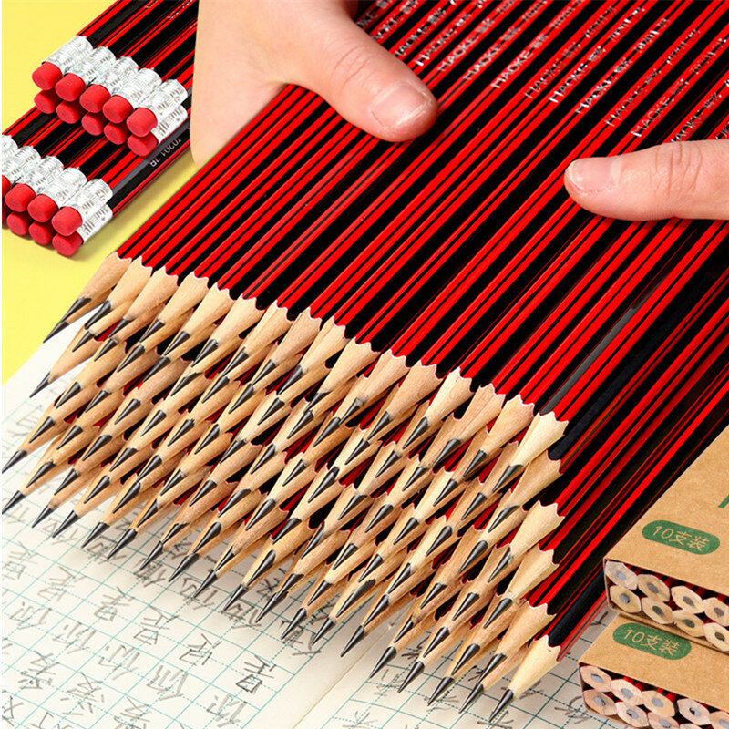 20 / 10 pcs/lot crayon en bois HB crayon avec gomme pour enfants dessin crayon d'écriture d'école de papeterie