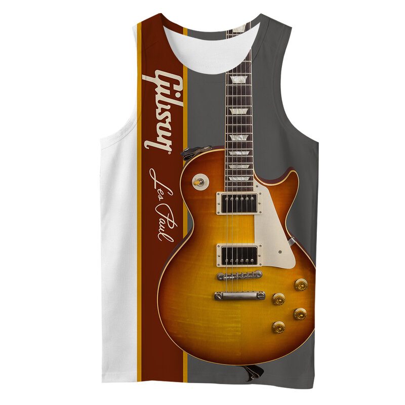 2021 sommer Männer Musical instrument Gitarre 3D Alle Über Gedruckt Casual Ärmelloses T-shirt Unisex Tank tops Drop verschiffen BXD22