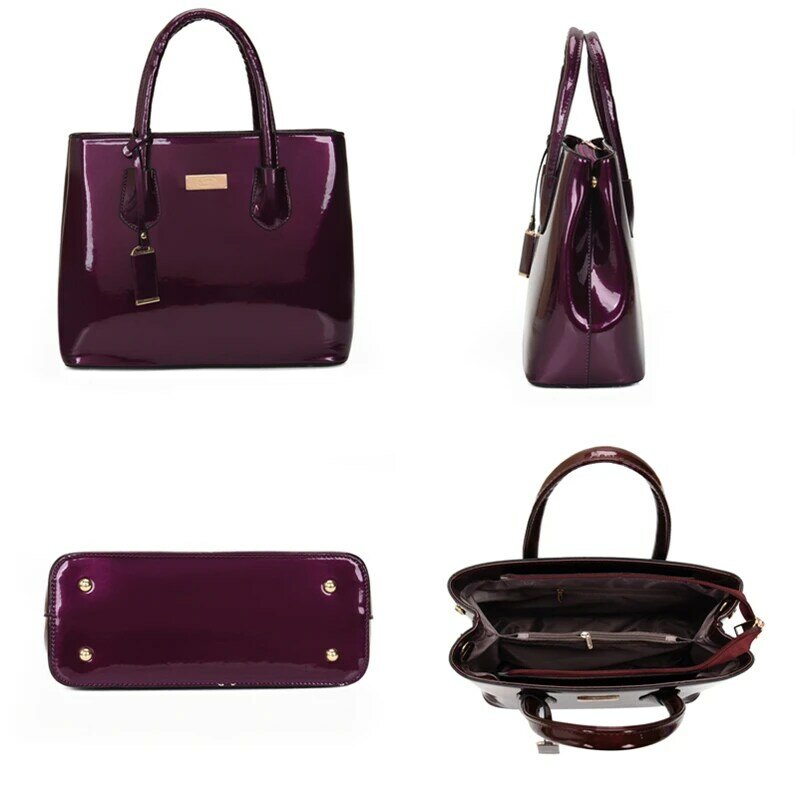Bolsas femininas de alta qualidade de couro de patente bolsa de ombro moda bolsa de luxo + pacote de cartão designer mensageiro sacos