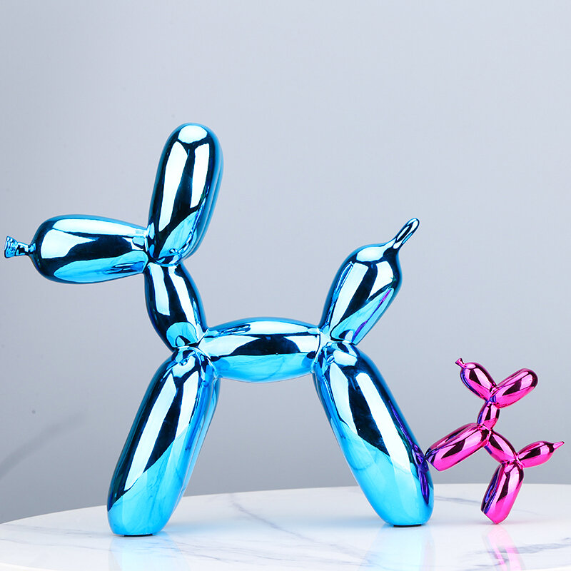 Kerajinan Anjing Resin Electroplated Balon Nordic Ornamen Anjing Patung Anak Anjing Dekorasi Rumah Ruang Tamu Desktop Patung Hewan Modern