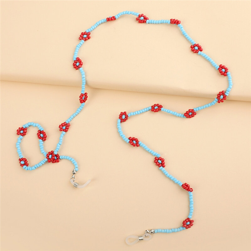 Imixlot – chaîne de lunettes pour femmes, bohème, perles de riz tissées à la main, fleur de marguerite, mode, sangle de cou antidérapante