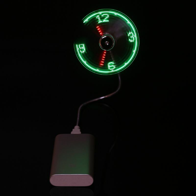 Flessibile A Collo di Cigno USB LED Fan Orologio con Visualizzazione In Tempo Reale Per Notebook PC