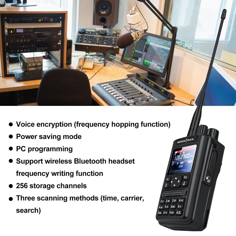 Socotran 6 bänder mit gps bluetooth air band uv 220-260mhz 350-390mhz 136-174mhz 400-520mhz scrambler fm vox dtmf walkie talkie