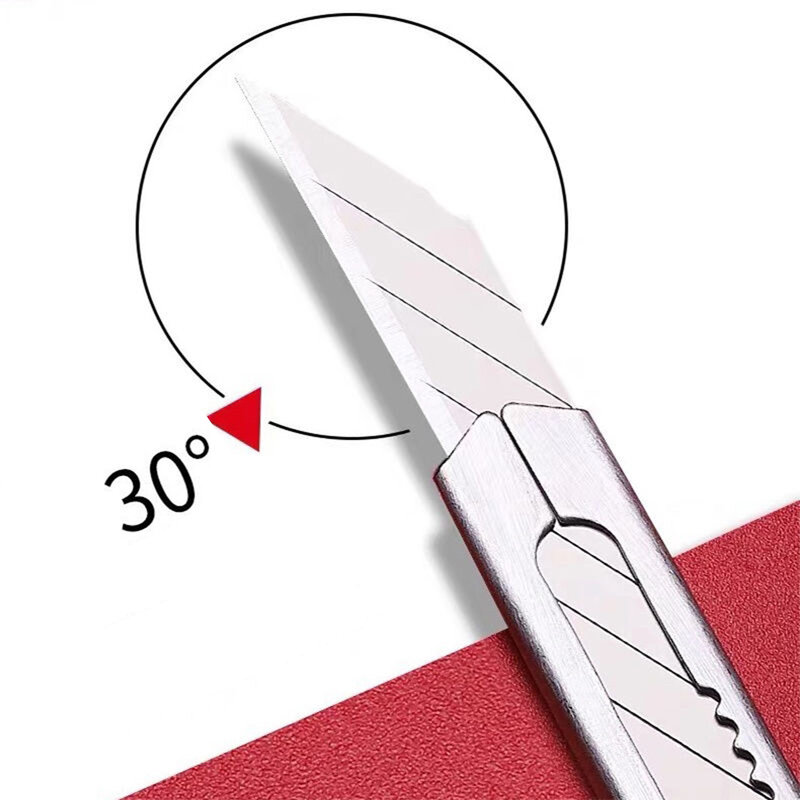 10 pz taglierino retrattile 9MM 30 60 gradi lama Utility coltello in acciaio al carbonio Design autobloccante utensili da taglio carta da parati cartone