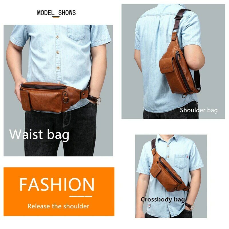 Celinv Koilm Fanny Pack for Men Water Resistant Fashion Waist Bag with Adjustable Belt Waist Pack Outdoor Crossbody Shoulder Bag