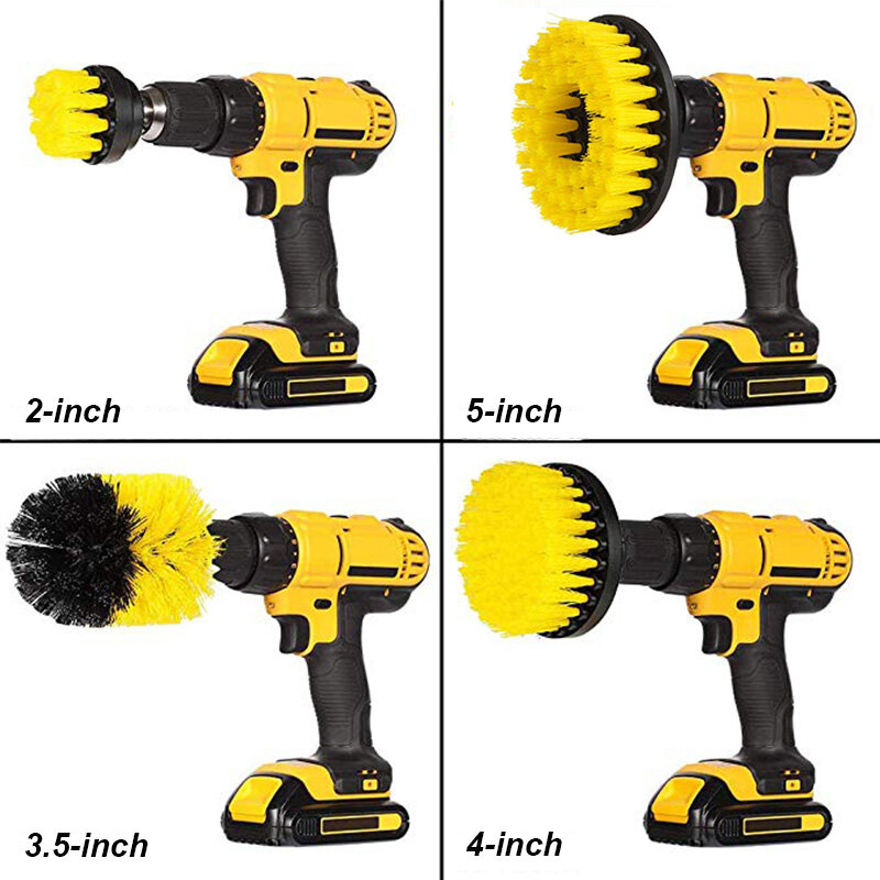 3/4/5/7Pcs/Set Scrub Brushes Drill Attachment Kit Power Scrubber Cleaning Drill Brush with Extender Power Scrubber for Bathroom