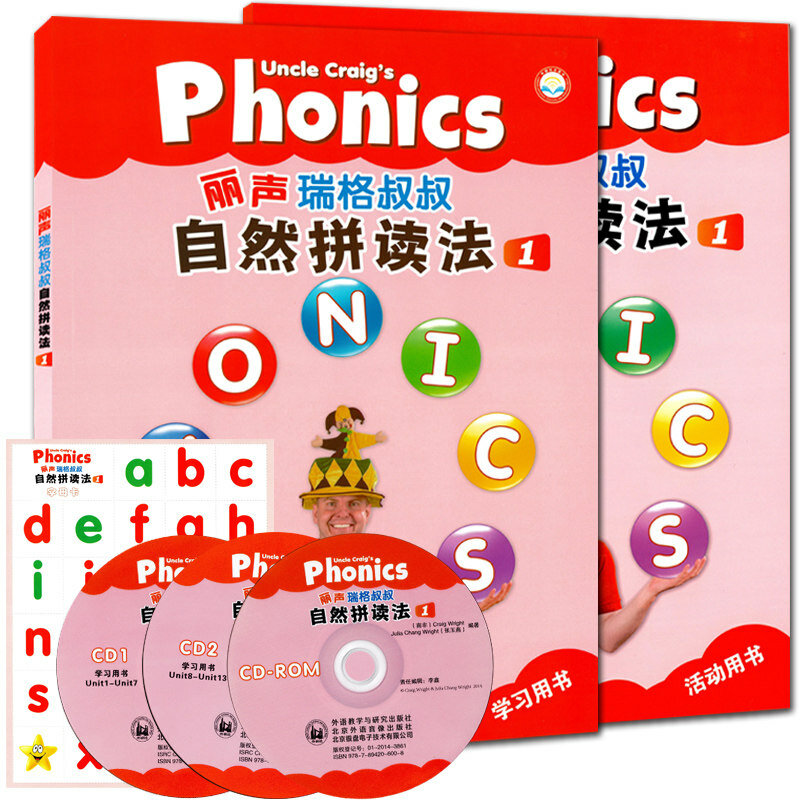 2 libros + CD + Tarjeta de letras alfabeto inglés escritura fonética Natural libros de texto en inglés para niños