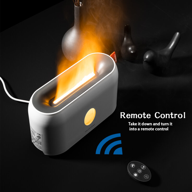 Difusor de humidificadores de llama portátil, difusor aromático eléctrico de 200ML, luz de llama USB, Control remoto, regalo en caja