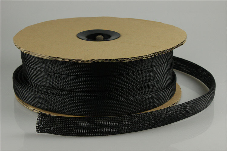 Aerops-manguera trenzada telescópica negra, Red de piel de serpiente para tubo, protección de Cables de alambre de silicona, 6mm, 8mm, 10mm, 12mm