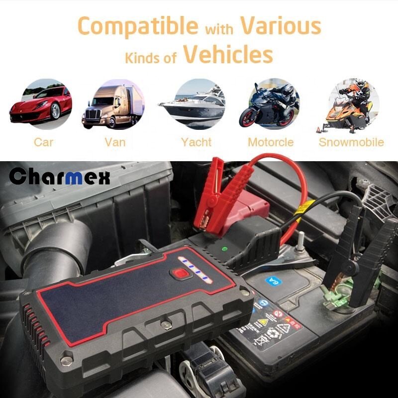Charmex Waterproof IP68 Kit di attrezzi di emergenza da 12 Volt batteria per auto 1000A Jump Starter Power Bank portatile 16000mAh