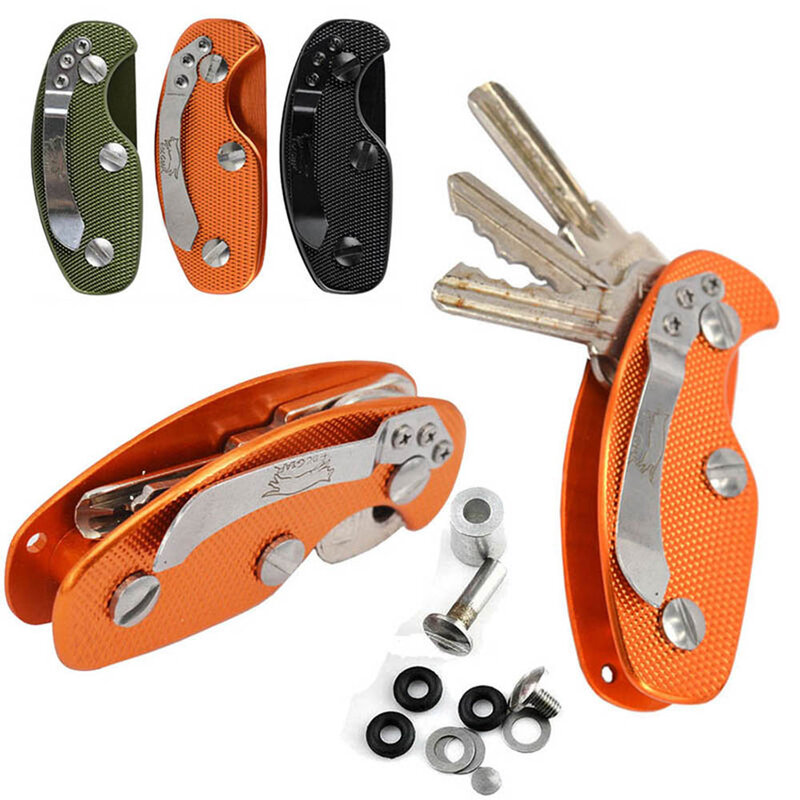 1 Pcs Aluminium Smart Key Wallet Holder Organizer Keys Clip Folder Edc Outdoor Portable Pocket Tools With Back Clip Keychain