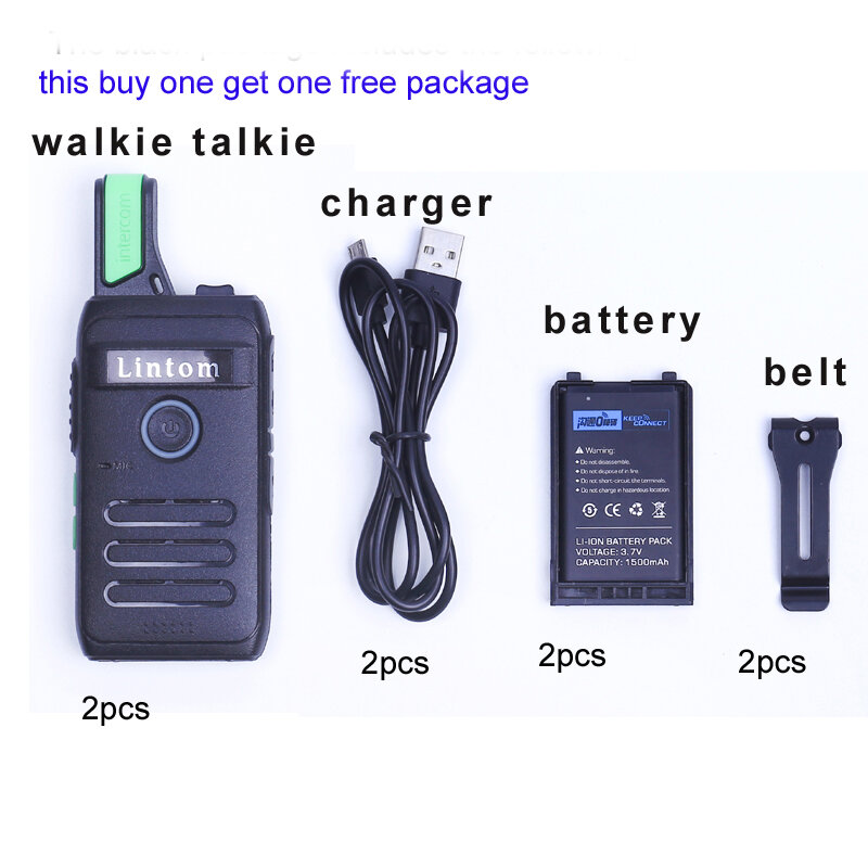 Radio bidirezionali ricaricabili a lungo raggio walkie-talkie da 2 pacchi con auricolare batteria agli ioni di litio e caricabatterie inclusi Pация