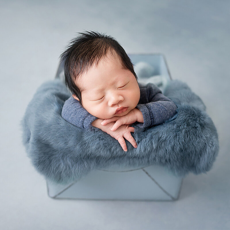 Bulu Kelinci untuk Bayi Perempuan Bayi Lahir Alat Peraga Fotografi Baru Lahir Aksesori Selimut Latar Belakang Pemotretan Baru Lahir