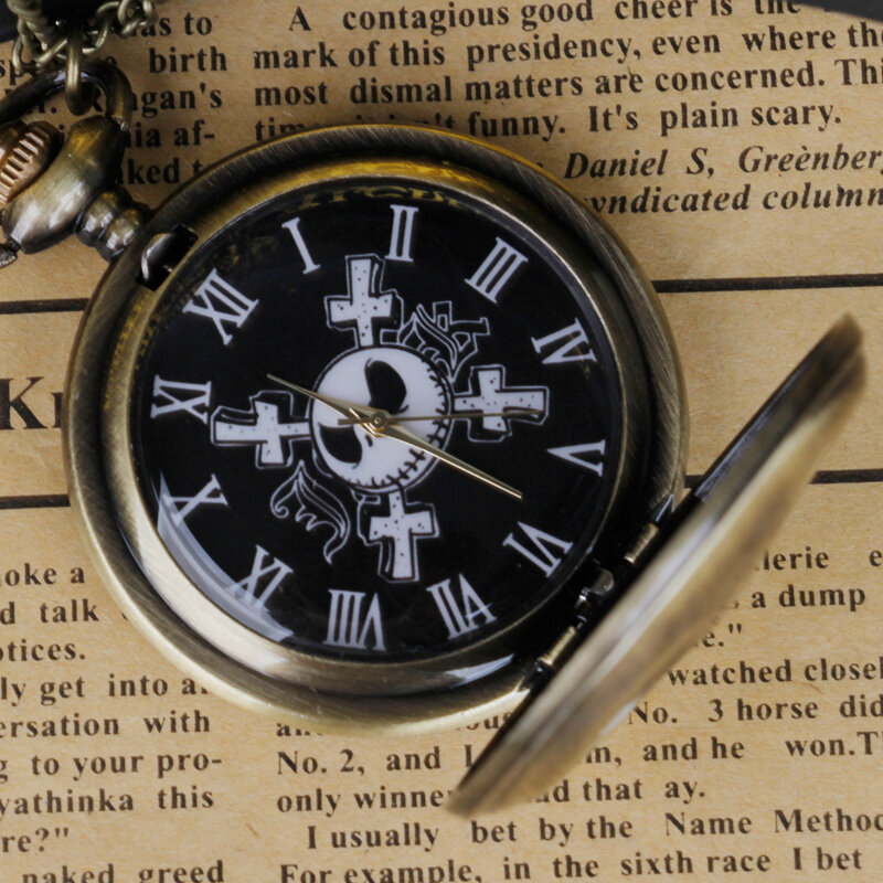 Jam tangan saku sangat indah populer jam tangan saku kuarsa kalung Steampunk pria dengan rantai