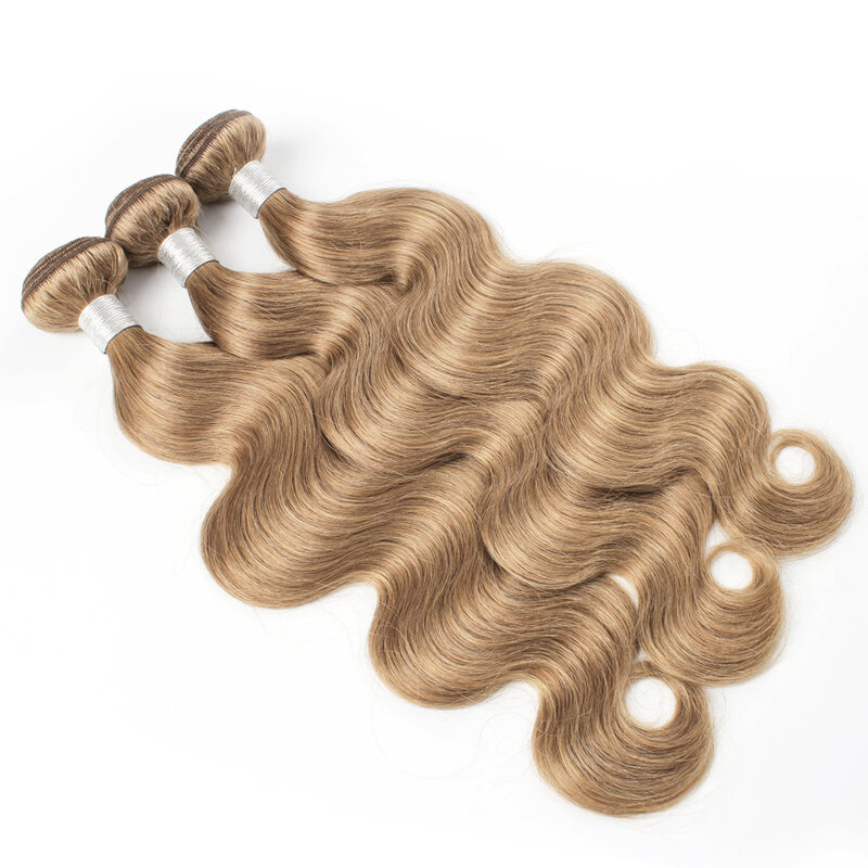Kisshair 8 Tubuh Gelombang Cokelat Sedang Bundel Rambut Ash Blonde 16-24 Inch-Berwarna Remy Brasil rambut Ekstensi