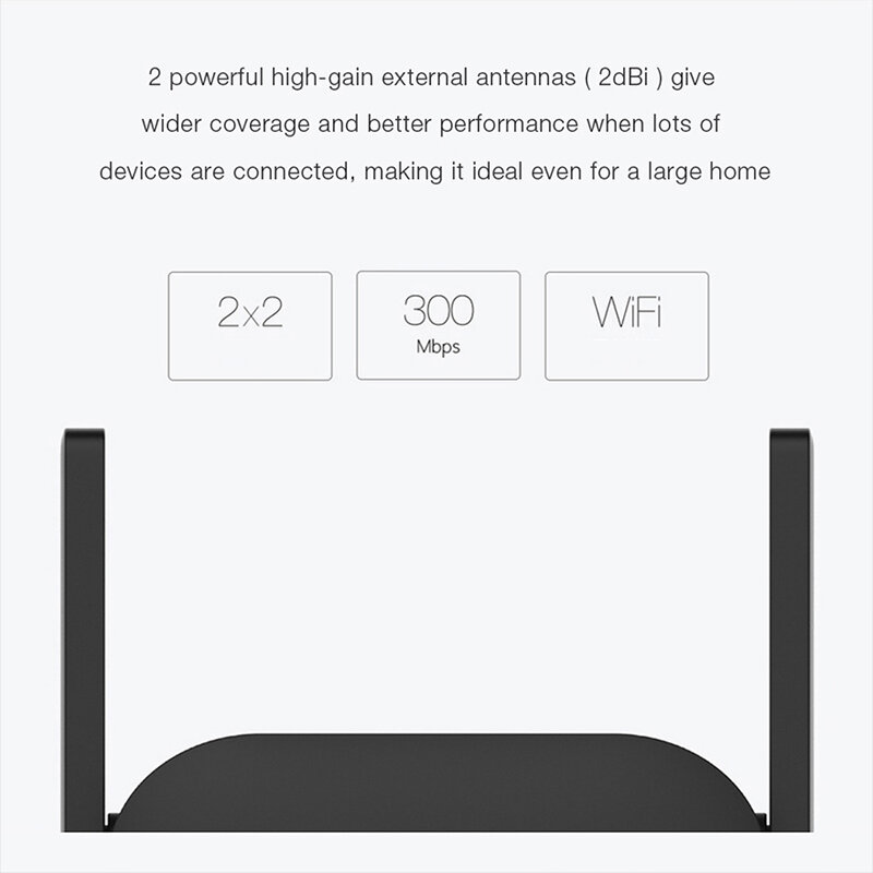 Xiaomi mijia wifi repetidor pro 300 m mi banda amplificador expansor de rede roteador extensor de potência roteador 2 antena para roteador wi-fi