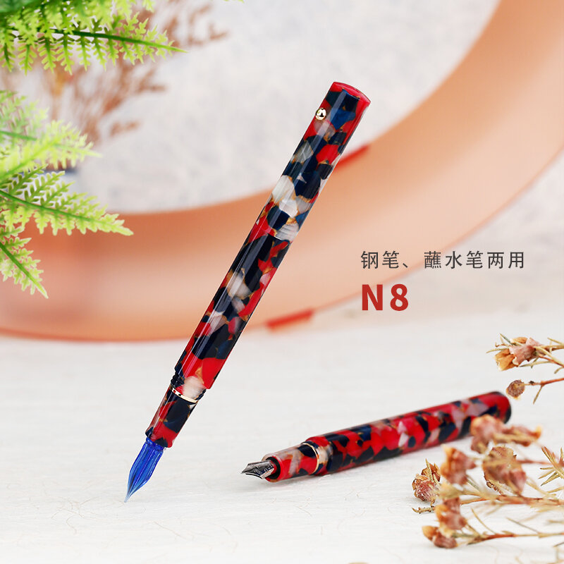 Dual Purpose Hars Pen Glas Dip Met Cap Kalligrafie Vulpen Handtekening Pennen Leuke Gift Scholieren Levert